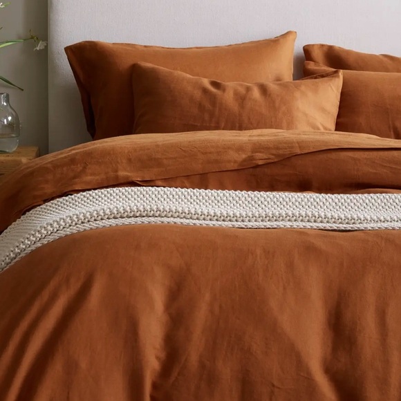 Quince European Linen Duvet Cover Queen (Terracotta) - Picture 3 of 4